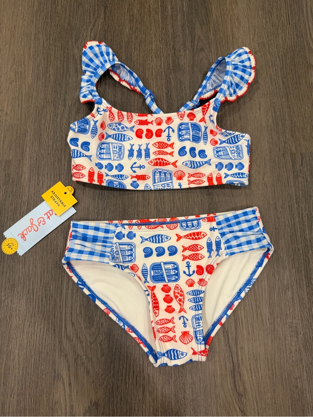 Cat & Jack Girls Blue & Red Nautical Bikini Set